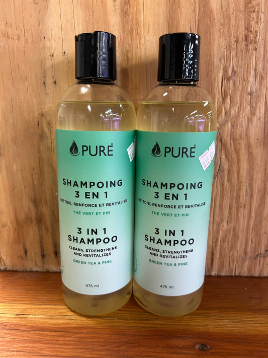 Men’s shampoo scented green tea and pine